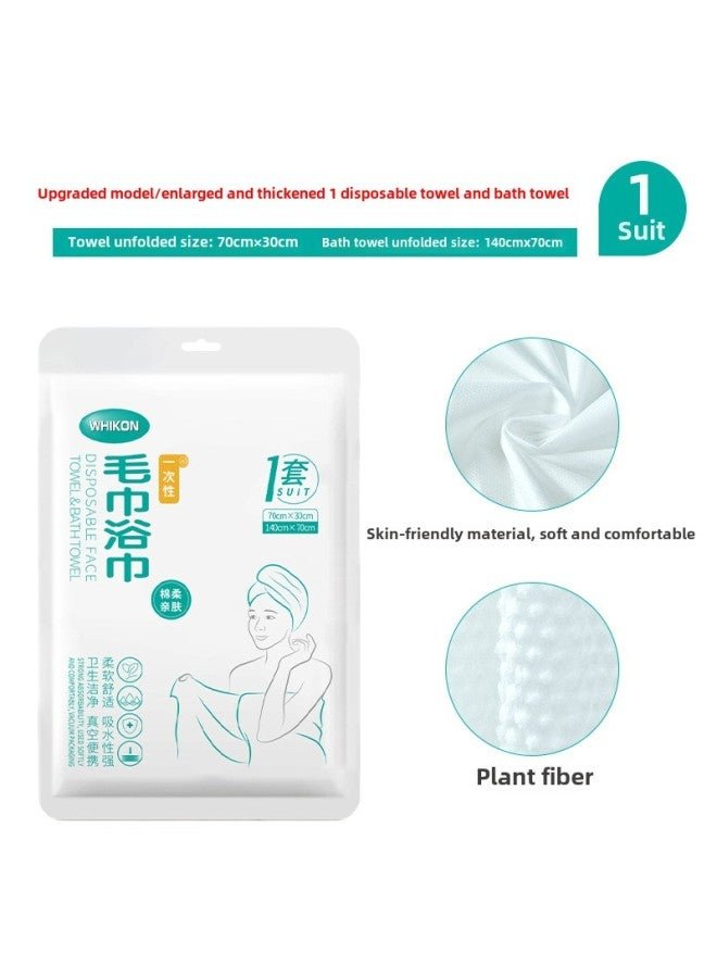 Disposable Bed Sheet Duvet Cover Towels Bath Towels Travel Single Double Suit Sleeping Bag Dirty Hotel Supplies-Color: Towel And Bath Towel Set 70*30*1, 140*70*1 (individually Packed)