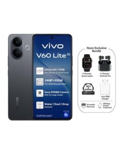 vivo V60 Lite AI 5G Dual SIM Elegant Black 12GB RAM 512GB With Exclusive Gifts Earbuds Pro, Smart Watch, 90W Charger And 24 Months Warranty + 400 days of screen protection - Middle East Version
