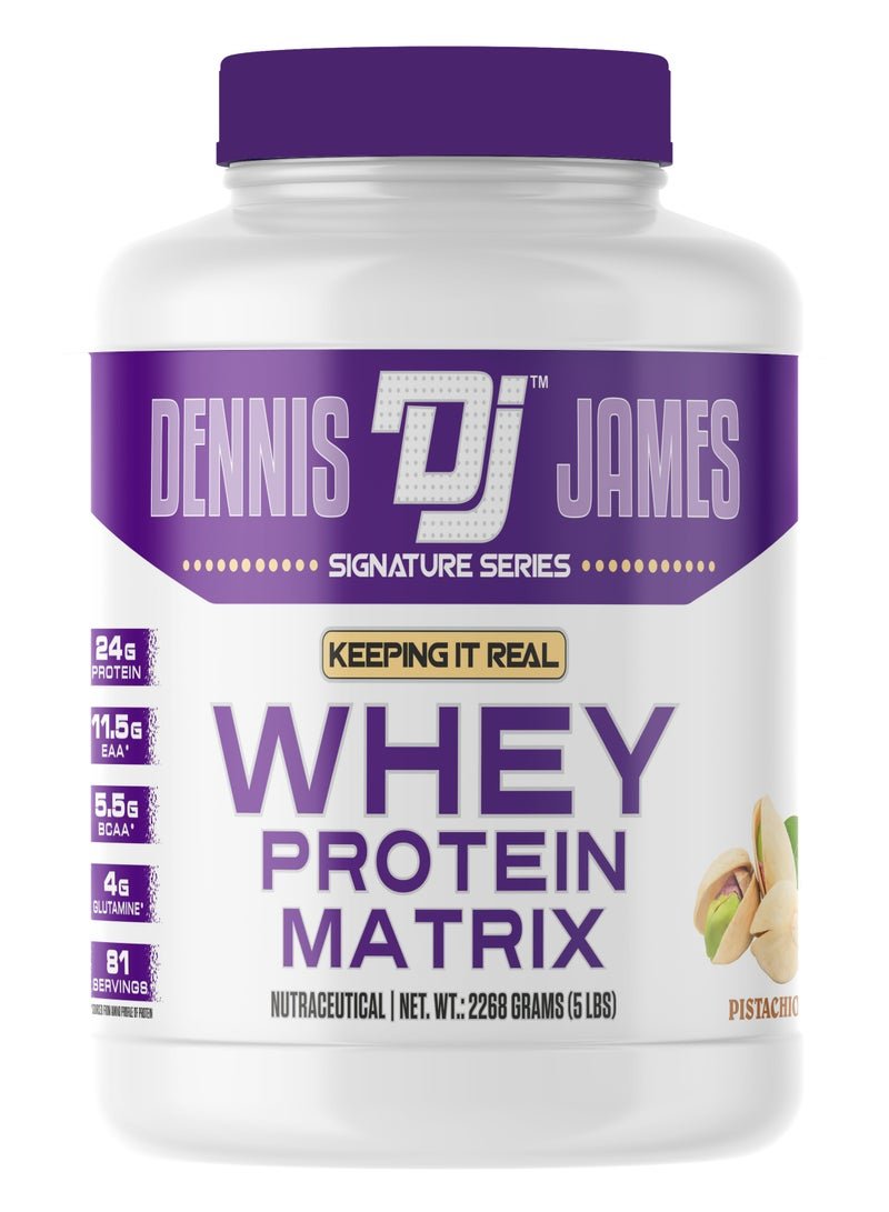 DENNIS JAMES Signature Series Whey Protein Matrix 5lbs - Advanced Muscle Building Formula (Pistachio)