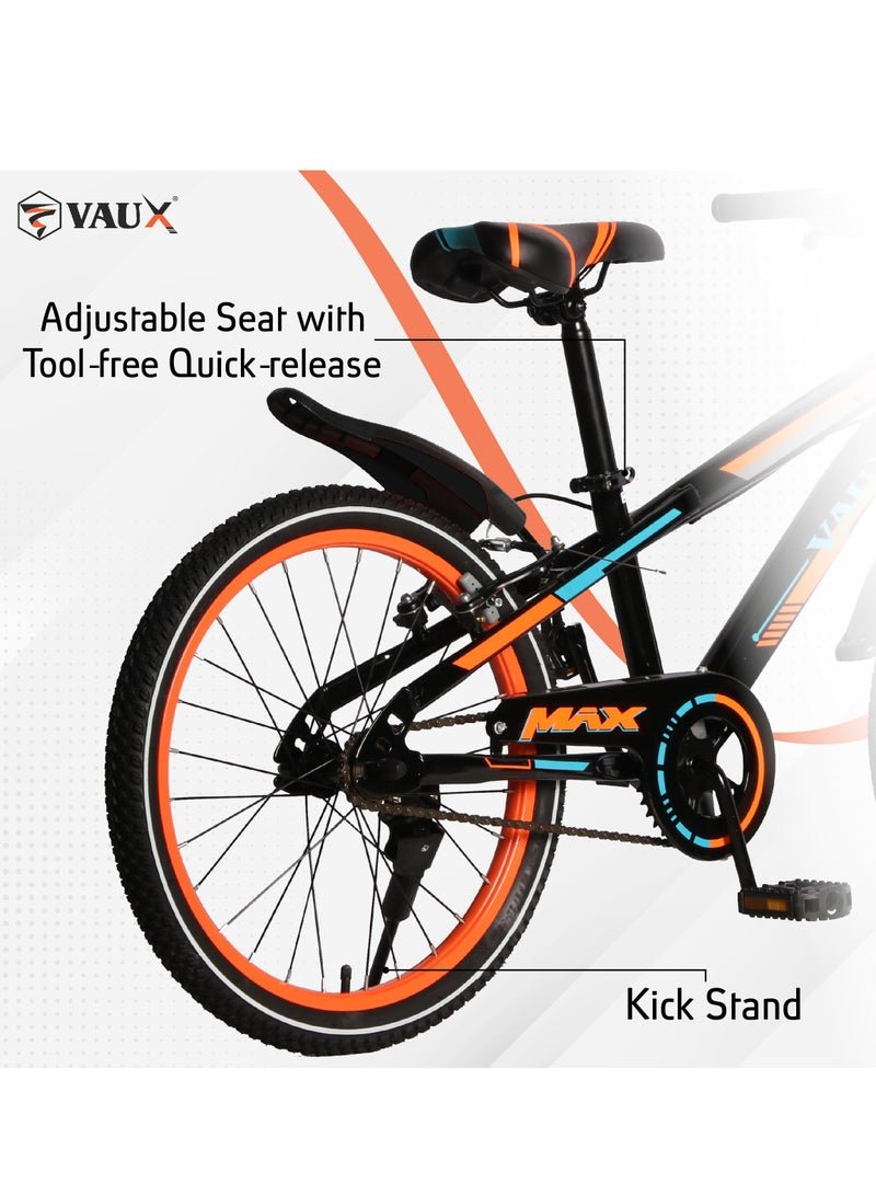 Vaux Max Kids Road Bike || 24 Inch Wheel Size || For Boys Girls|| Adjustable Seat || 24 Inch Side Stand - Orange - Image 5