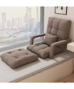 AUTOYSUR Folding Floor Chair,Lazy Sofa,Folding single-back sofa cushion,Multi Angle Adjustment Padded Sleeper Bed,Removable Washable Sofa,for Balcony Bedroom,with Pillow and Cushions(Khaki)