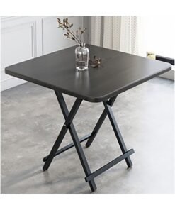 TAPIT Wooden Square Table Multifunctional Folding Table with Metallic X Shape Stand Portable Camping Table Dining table Garden Picnic Coffee table (Black-70x70x74cm)
