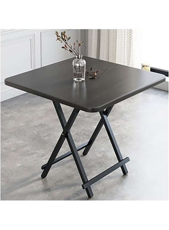 TAPIT Wooden Square Table Multifunctional Folding Table with Metallic X Shape Stand Portable Camping Table Dining table Garden Picnic Coffee table (Black-70x70x74cm)