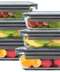 MAMATOONS 6 Pack Glass Meal Prep Containers With Leakproof Locking Lids Glass Food Storage Containers