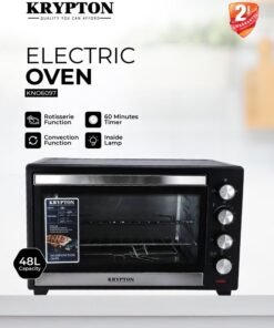 KRYPTON 48L Electric Oven with Rotisserie | 4 Power Heating Levels | 60-Min Timer & Auto Shut-Off | Convection & Defrost Function | Tempered Glass Window | Stainless Steel Elements 48 L 2000 W KNO6097 Black