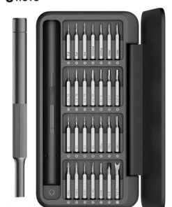 HOTO Precision Screwdriver Set – 28 S2-Steel Bits, 360° Free-Rotating Lid, Magnetic Storage, Semi-Auto Box Cover – USB Rechargeable