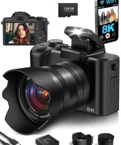 Makrystorm 8K Digital Camera, DSLR camera for Photography, 88MP Autofocus WiFi Vlogging Camera  with Front and Rear Lens, Flash, Touch Screen, Lens Hood, 128GB Card  (Black)
