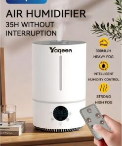 Yaqeen 4L Humidifiers for Bedroom Baby Room with auto shut, Smart Cool Mist Top Fill Humidifiers 360° rotation mist, Essential Oil Diffuser, Ultra Quiet Operation, 3 Mist Level, air humidifier with Himidity Display UV Lamp Sterilization White