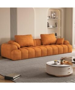 Comfynest Extra Long Modern Wood Framed Sofa With Standard Seat Size And Foam Filling - Anti Cat Scratch Fabric 240 X 96 X 65 Cm Orange