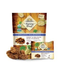 Sunny Fruit Soft Organic Turkish Dried Mulberries - 1 Bag (5 Individual Portion Packs) | No Preservatives, No Sugar Added | Healthy, Convenient Superfood Snack Packs | ORGANIC, NON-GMO, VEGAN, HALAL