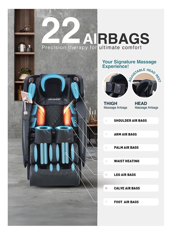 Sparnod Fitness Deluxe Plus Massage Chair Recliner: Featuring 22 Fixed Massage Balls, 22 Airbags, Back Heat Therapy, Zero Gravity, Foot Massage, LCD Display, Bluetooth Speakers - Image 3