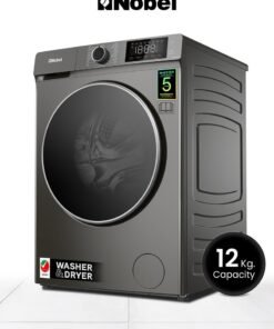 Nobel 12/8 Premium Combo Washer Dryer with 16 Programs, BLCD Inverter Motor, Fully Automatic Front Load Washing Machine with 8KG Dryer, Dial Touch Control, Child Safety Lock, Quick Wash, 2000W, One year Warranty 2000 W 12 kg 2000 W NWM1400WD Dark Silver