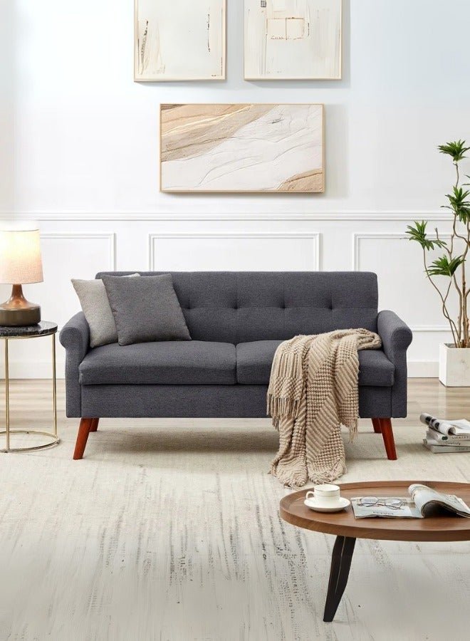 64" Upholstered Loveseat Linen Square Arm Sofa