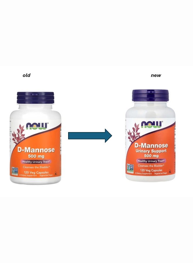 Now Foods D-Mannose Dietary Supplement - 120 Veg Capsules 500 Mg