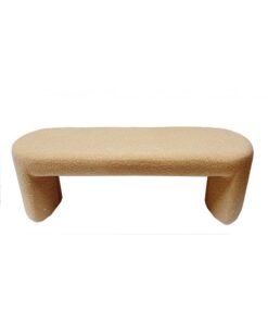 DANUBE HOME Edlyn Boucle Fabric Bench Bed Bench Or Footrest Pouf Modern Design Furniture For Living Room Bedroom L 129 x W 45 x H 44 cm Light Brown