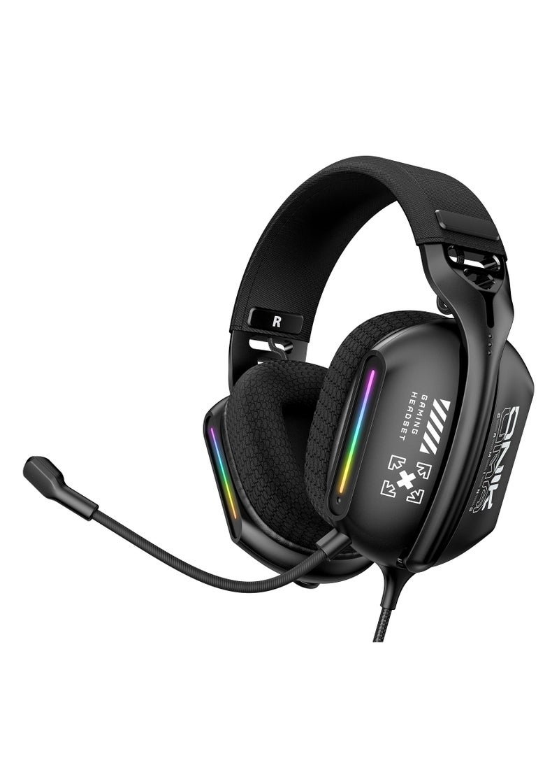 onikuma X12 Professional Gaming Headset with Mic,Gaming Headphone-Stereo Sound & LED Light & Noise Cancelling for PS4/PS5/XOne/XSeries/Nintendo Switch/PC
