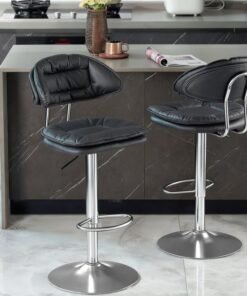 Sharpdo 2PCS Bar Chair,High Back Small Round Stool, Comfortable Adjustable High Bar Chair with 360°Swivel Perfect for Home Kitchen Counter Dining High Footrest Stool - Image 3