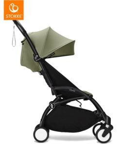 STOKKE YOYO3 Stroller – Black Frame & 6 Months+ Color Pack - Olive, Lightweight, Compact, Foldable & Travel Friendly Stoller with Padded Seat & Canopy with Viewing Window, UPF 50 Months+ Sun Protection, Stroller for Babies