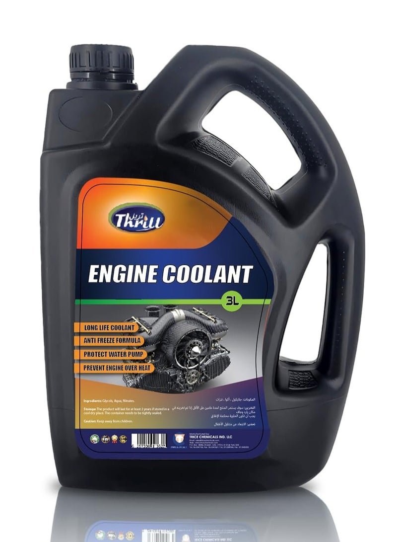 Thrill Engine Coolant 3L – Long-Lasting Radiator Coolant for Car & SUV | Prevents Overheating | Ready-to-Use