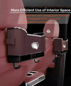 Wollar Car Seat Back Organizer with Tissue Box, Dual Cup Holders & Hooks - Multi-Functional Car Organizer Storage Box – Automobile Accessories Gadgets for Families, and Kids Travel (Brown)