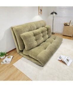 Albawadi Folding Floor Sofa Chair Comfort Sleep Bed Adjustable Back Bread Design Green
