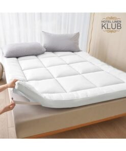 Hotel Linen Klub Twin Mattress Topper - 500GSM Extra Thick and Soft Fibersheet, Supersoft Brushed Fabric with 4-Side Elastic Bands for Secure Fit Microfiber White 120x200cm