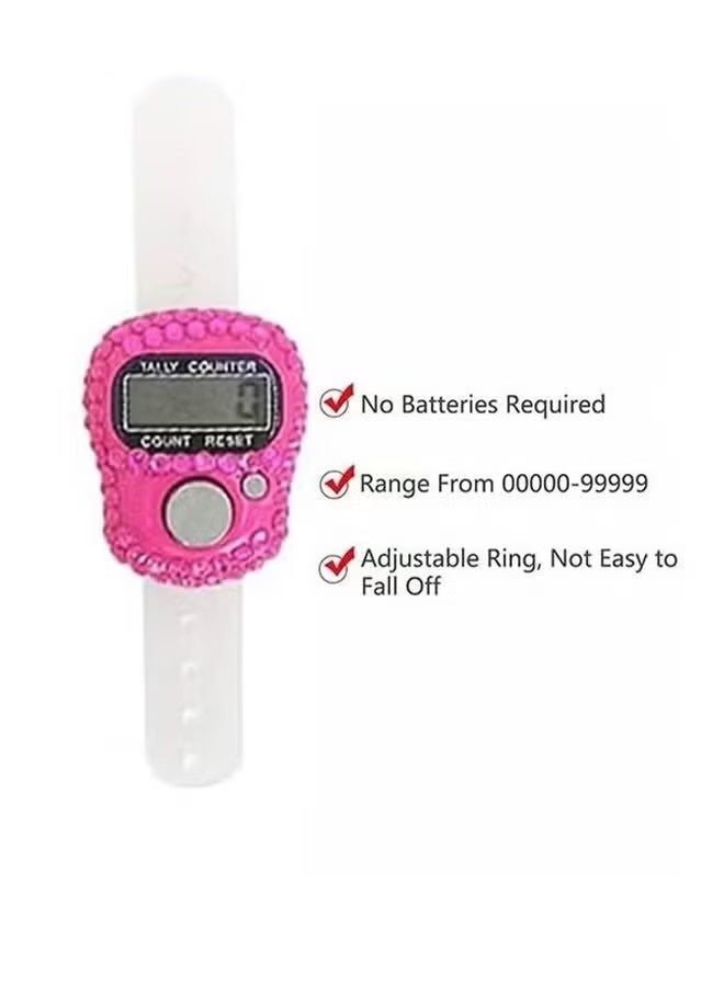 YJ 4 Pcs Finger Counters - 5 Digital LED Electronic Finger Counter, Mechanical Manual Clicker Number Lap Tracker Tally Counter with Bling Design Mini Ring Stick Counter Multicolour - Image 3