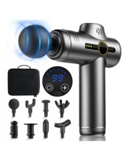 Necomi Massage Gun, Deep Tissue Massager with 8 Different Massage Heads with Storage Pouch, 30 Speeds for Relieving Leg, Back and Body Pain and Eliminating Aches and Pains