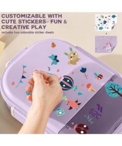 S2C LittleZen Kids Bento Lunch Box – Leak-Proof Compartmented Stainless Steel Lunch Box with Spoon | Microwavable BPA-Free Tray & Anti-Slip Base - Image 3