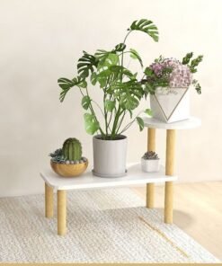 Alternative view of C&C Home 2 Shelves Multipurpose Modern Design Flowerpot Rack Flower Shelf Display Stand Storage Rack for Living Room Entryway Home Office Furniture 50x32 cm
