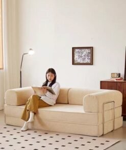 C&C Home 2 in 1 Multipurpose Use Sofa Cum Bed Comfortable Ergonomic Design Sleeper Sofa Folding Couch Mattress Convertible Living Room Furniture 220x170 cm
