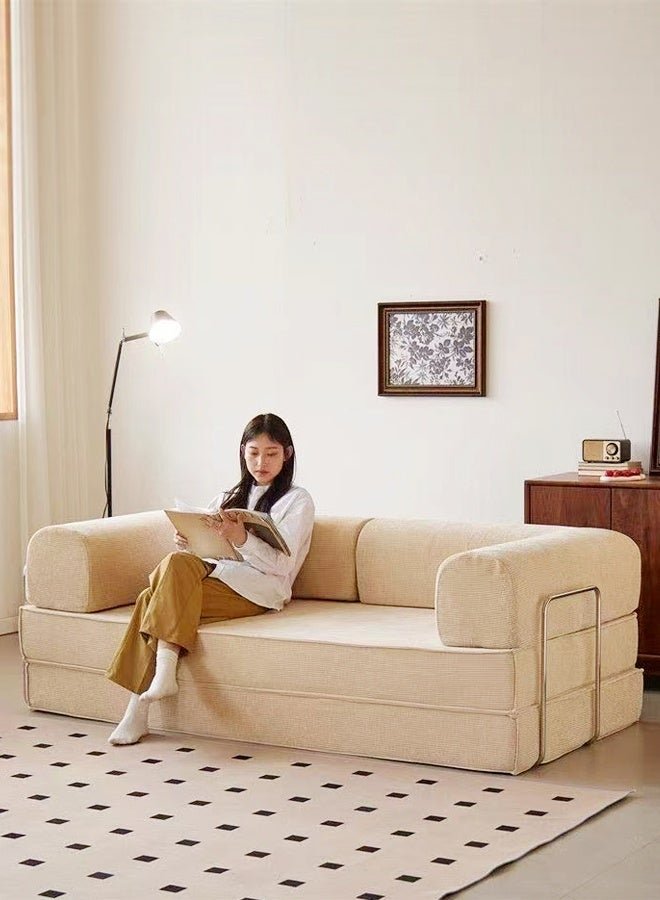 C&C Home 2 in 1 Multipurpose Use Sofa Cum Bed Comfortable Ergonomic Design Sleeper Sofa Folding Couch Mattress Convertible Living Room Furniture 220x170 cm