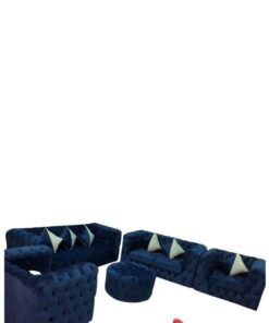 Maharat Al Bahar Blue 7-Seater Sofa Set with Table and Pillows - Comfortable and Stylish Addition to Your Living Space