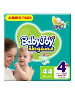 BabyJoy Compressed Diamond Pad Diaper, Size 4 Large + 12-21 Kg, Jumbo Pack, 44 Diapers