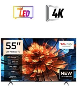 TCL 55 Inch Smart TV 4K QD-Mini LED Colorful Quantum Crystal HDR 10+ Gaming Google TV, 144Hz Native Refresh Rate, ONKYO 2.1 Hi-Fi, Dolby Atmos, AI Mode, (2025 Model) 55Q6C black