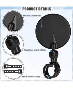 SUNDAREE Bike Mirror, Bicycle Cycling Rear View Safe Mirrors, Adjustable Rotatable Handlebars Mounted Plastic Convex Mirror for Mountain Road Bikes - Image 3
