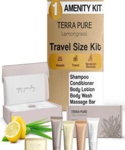Terra Pure Spa Collection Amenity Kit | Hotel Bulk Toiletries | 0.85 oz Shampoo, Conditioner, Lotion, Body Wash, Massage Bar for Guest Hospitality Vacation Rentals | 1 Set/Case
