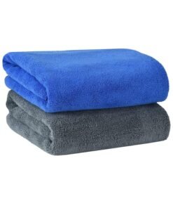 Fabienne 2-Piece Microfiber Bath Towel 70*140cm, Soft, Durable, Super Absorbent and Fast Drying, Grey/Blue