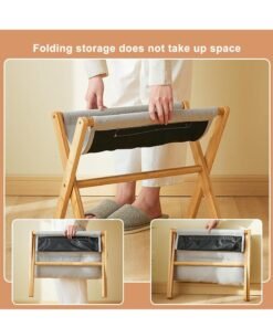 XiuWoo Multifunctional  Foldable Wood Foot Stool, Ottoman Foot Rest, Under Desk Footrest with Removable Soft Foot Rest Pad for Home, Office