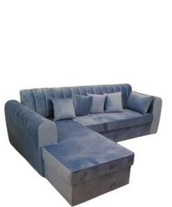 Maharat Al Bahar L Shape Velvat Sofa Set 4 Seater with Cushion Grey 250X80X80