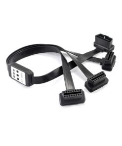 3 Way OBDii OBD2 Splitter Cable Ultra Low Profile 16 Pin OBD Male to Female Car Diagnostic Extension Cable with individual Power Switch 50cm