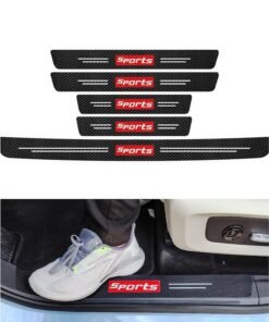 GROIC 5PCS Car Door Sill Protector Stickers,Carbon Fiber Sport Threshold/Rear Bumper Guard Anti-Scratch Sticker Door Edge Protection Decorate,Interior Accessories Self-Adhesive Anti-Scratch Waterpoor