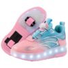DUNISO Children's Roller Skates, Sports Shoes With Wheels, Flashing Led Lights, Rechargeable, Suitable For Boys And Girls Beginners, More Balanced, Pink
