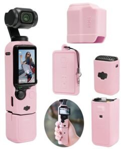 Wffo Suitable for DJI OSMO Pocket 3 Case - Silicone Protective Case Cover - Lens Cover Compatible with DJI OSMO Pocket 3 - Screen Protector Grip Cover Accessories - Shockproof, Anti-Slip, Dustproof - Pink