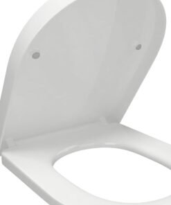 FIXER D-Shape Toilet Seat Cover Anti Bacterial Mute Loo Seat Slow Close Quick Release Hinges U Shape Soft Close Easy Cleaning Dual Fixing White Premium UF (Urea-Formaldehyde)