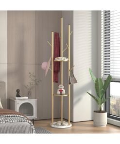 Alternative view of YQbest Freestanding Coat Rack, Luxury Modern Hat Stand for Home Entryway, Multi-Hook Hanging Storage with Sturdy Base, Durable Standing Garment Organizer (Gold)