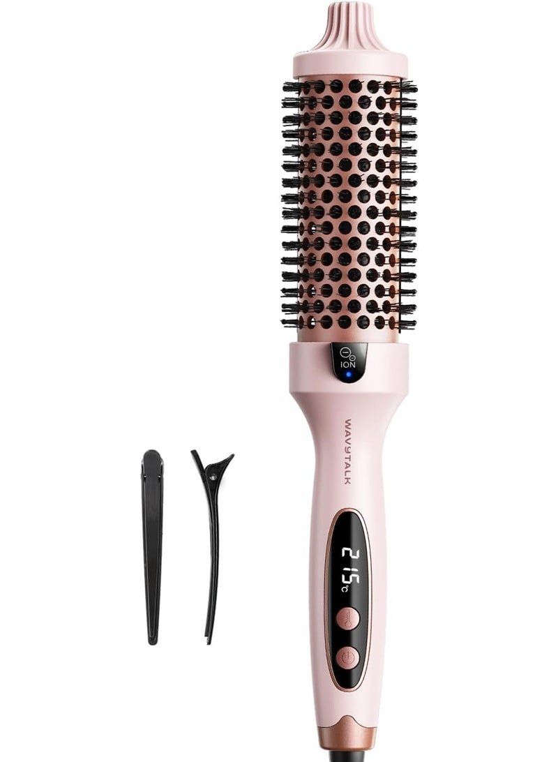 wavytalk Thermal Brush, Blowout Boost 1.5 inch Heated Round Brush for Blowout Look, Dual Voltage, Pink, Sakura, Tourmaline Ceramic, Negative Ion Technology, 5 Temperature Settings, Less Damage