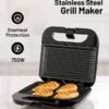 KRYPTON Electric Grill Maker with Non-Stick 2 Slice Plates | Automatic Temperature Control | Power On/Off Indicators | Easy to Clean | Perfect for Grilling Meat, Chicken, Vegetables 750 W KNGM6064S Black/Silver