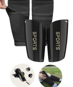 Sports 1 Pair Of Calf Guard Socks And 1 Pair Of Football Shin Guards,Soccer Shin Guards, EVA Cushion Protection Reduce Shocks and Injuries(Black,L)