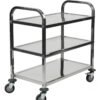 3-Tier Rolling Utility Cart | Service Trolley Suitable For Kitchens, Catering Halls, Food Service, Hotels, & Homes | 360-Degree Rotating Lockable Swivel Wheels | Stainless Steel | Medium